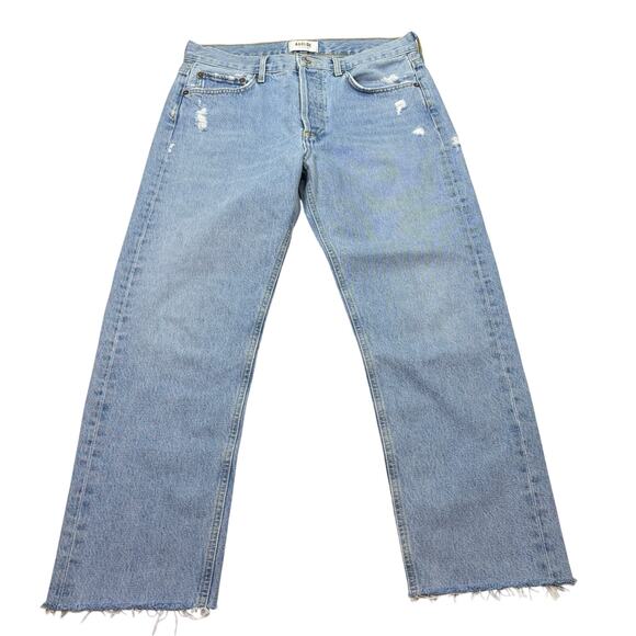 Agolde Denim - Agolde womens high rise light wash cropped jeans. Size 27 100% cotton button fly